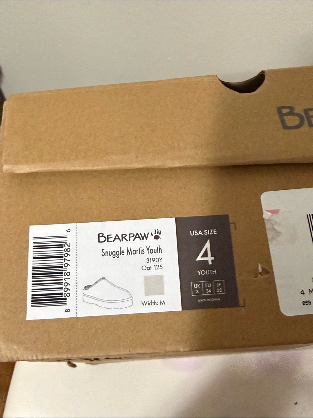 BearPaw Kids Sherpa Slip-On Slippers in Cream - Picture 7 of 7